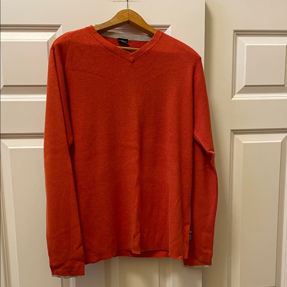Nautica Men's Bright Red V-Neck Sweater